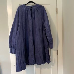 ASOS CURVE - US22 size - plum corduroy dress with necktie and eyelet at the bust